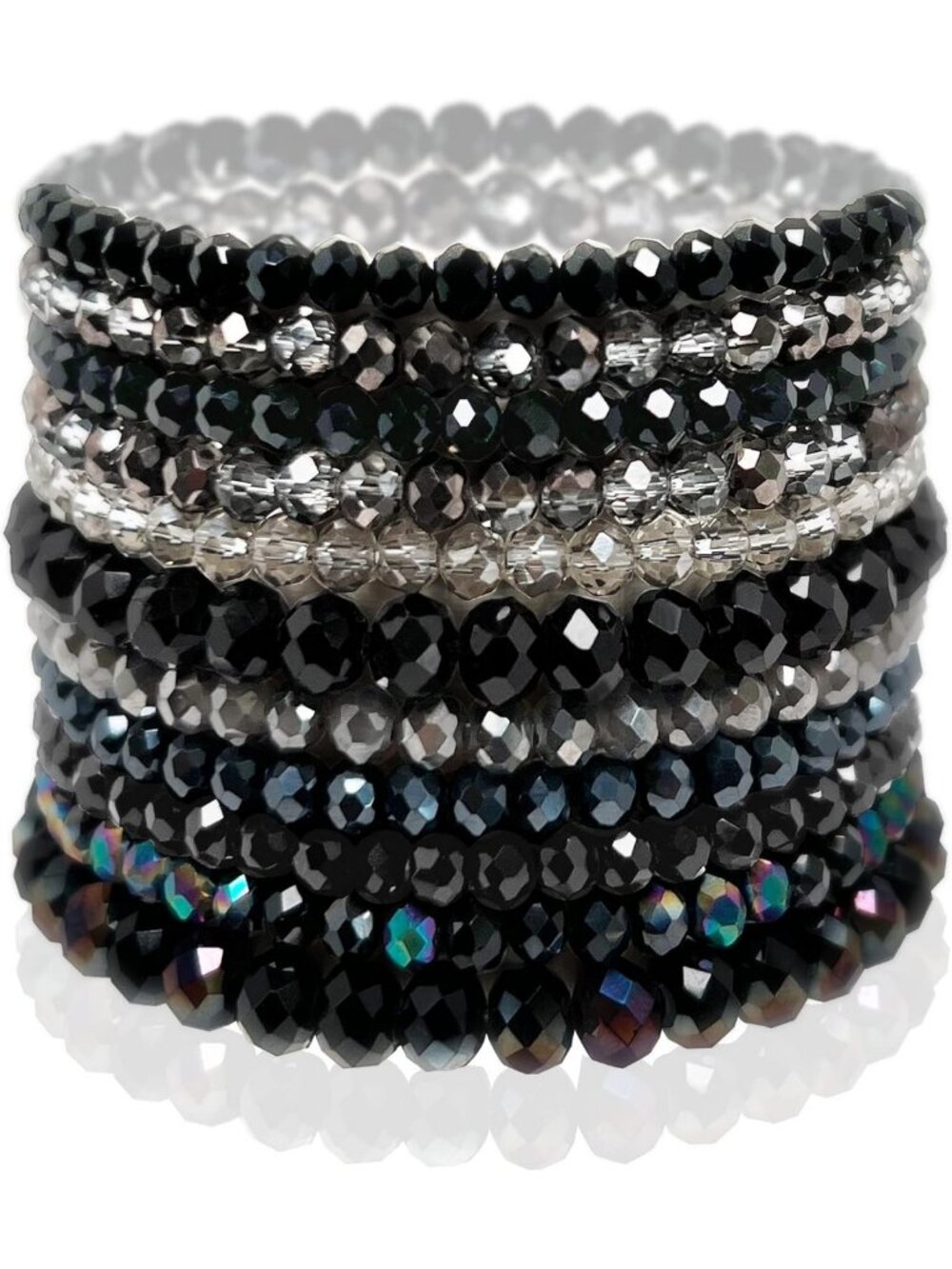 Colorful Crystal Stretch Bracelets - Stackable Beaded Boho Statement Jewelry for